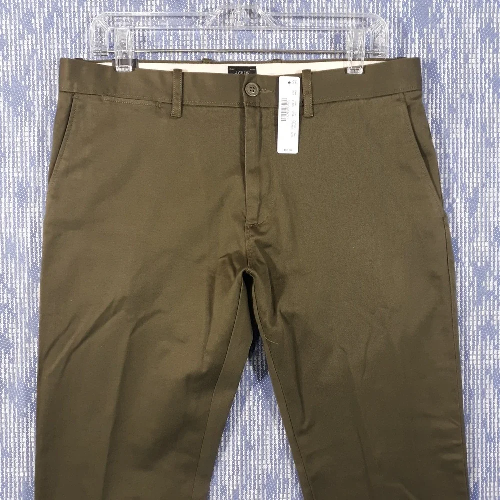 J.CREW 484 Slim Fit Chino Pants Mens 32 x 32 Green Stretch NEW